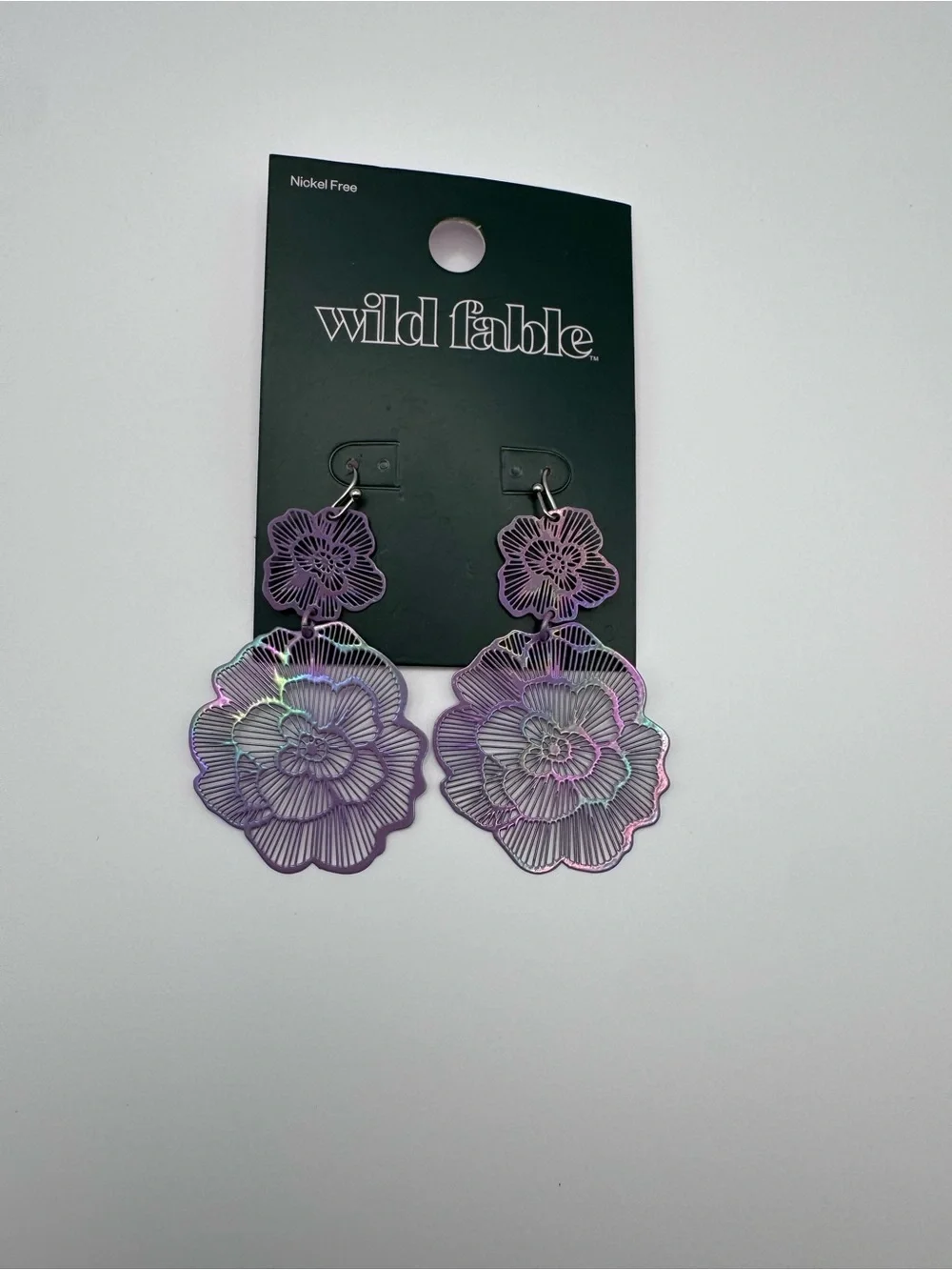 Wild Fable Iridescent Purple Floral Dangle Earrings